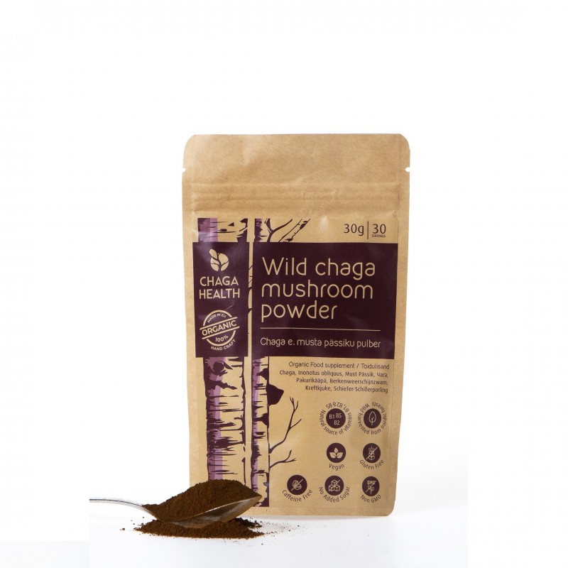 Chaga e musta pässiku pulber 30g öko Toidulisand